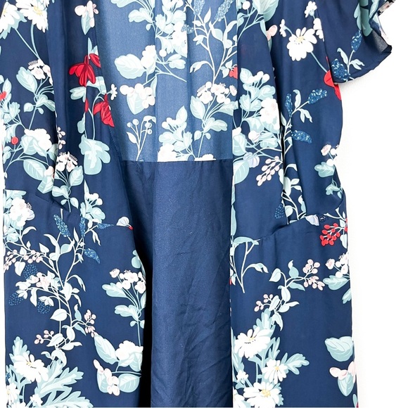 Dynamite Blue Sheer Summer Cardigan White Red Pink Flowers - Picture 8 of 10